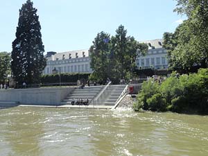 Koblenz, Rüchseite des Kurfürstlichen Schlosses  mit Terasse zum Rein