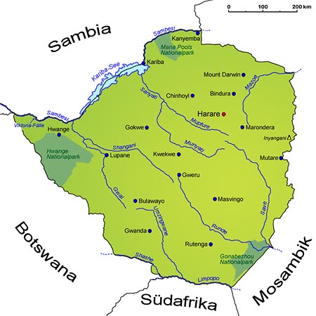 Landkarte: Simbabwe