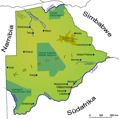 Botswana: Landkarte