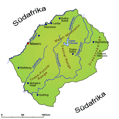 Landkarte: Lesotho