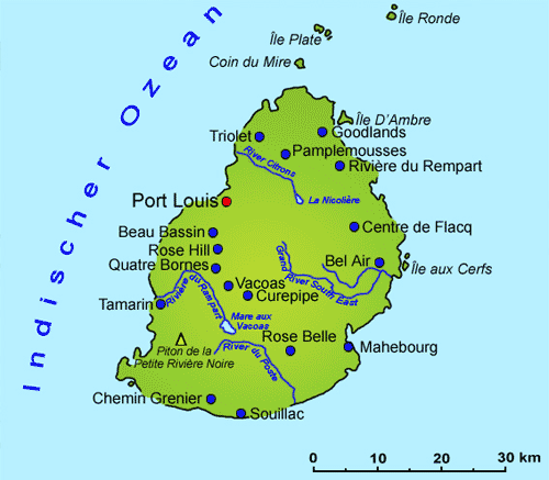 Landkarte: Mauritius 