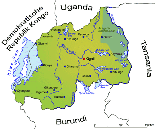 Ruanda: Landkarte