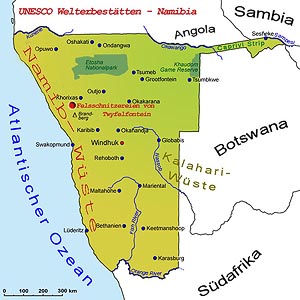 UNESCO-Welterbestätte, Namibia, Karte