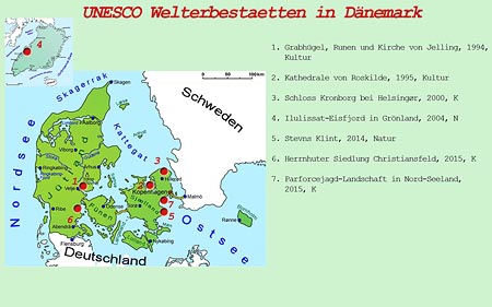 UNESCO Welterbestaetten, Dänemark, Karte