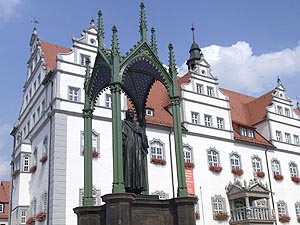 Wittenberg: Melanchthondenkmal auf dem Marktplatz